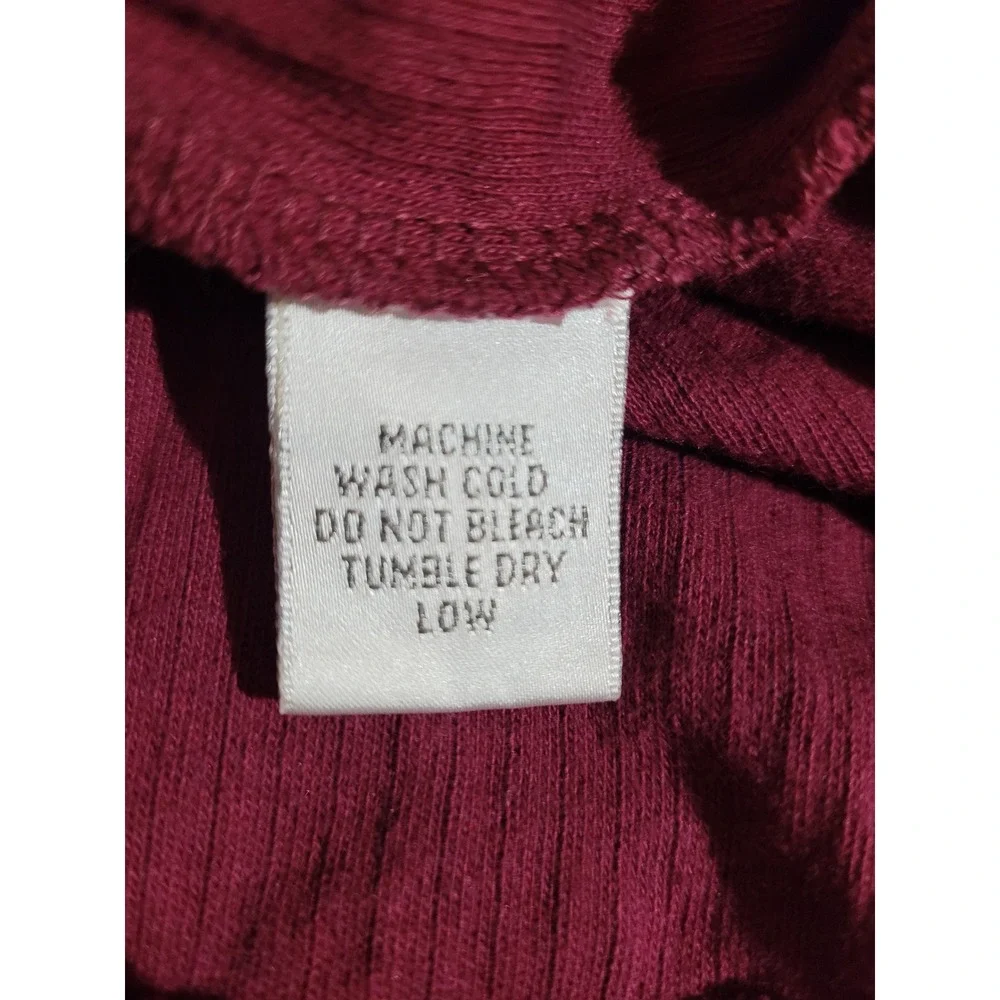 Just My Size Henley Top Womens 22/24W Burgundy Floral Ribbed‎ Long Sleeve
